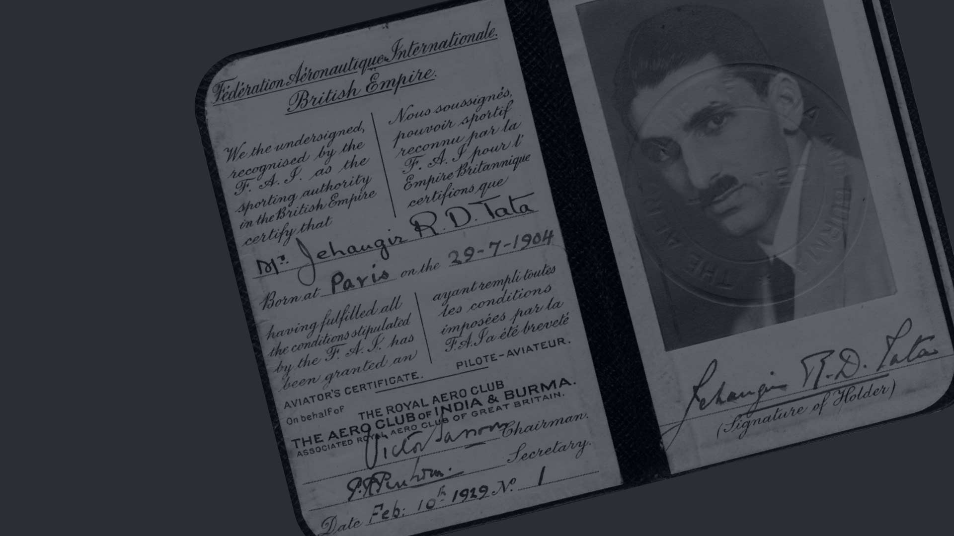 JRD Tata received the first pilot's licence issued in India