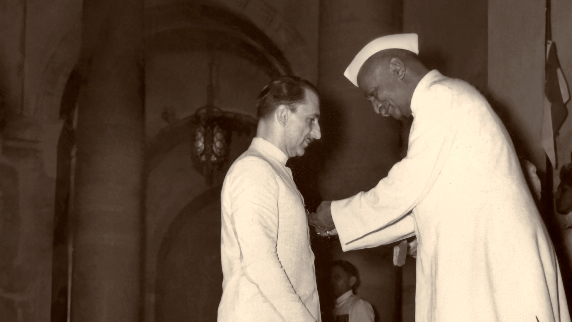 JRD Tata receiving the Padma Vibhushan from Dr Rajendra Prasad, President of India
