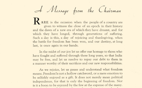 JRD's letter on India's Independence JRD's letter on India's Independence