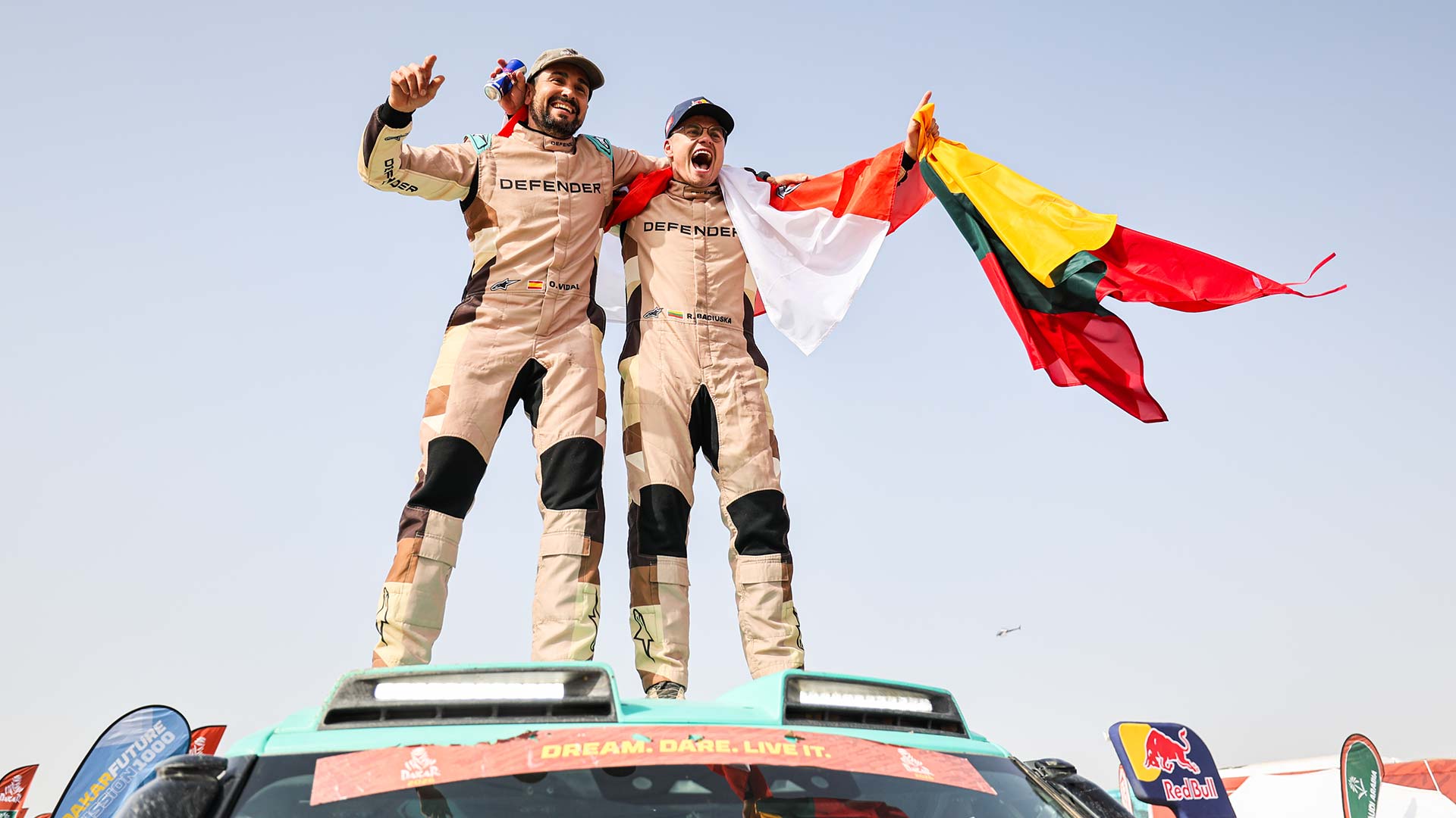 The Defender Rally team at Yanbu, Saudi Arabia