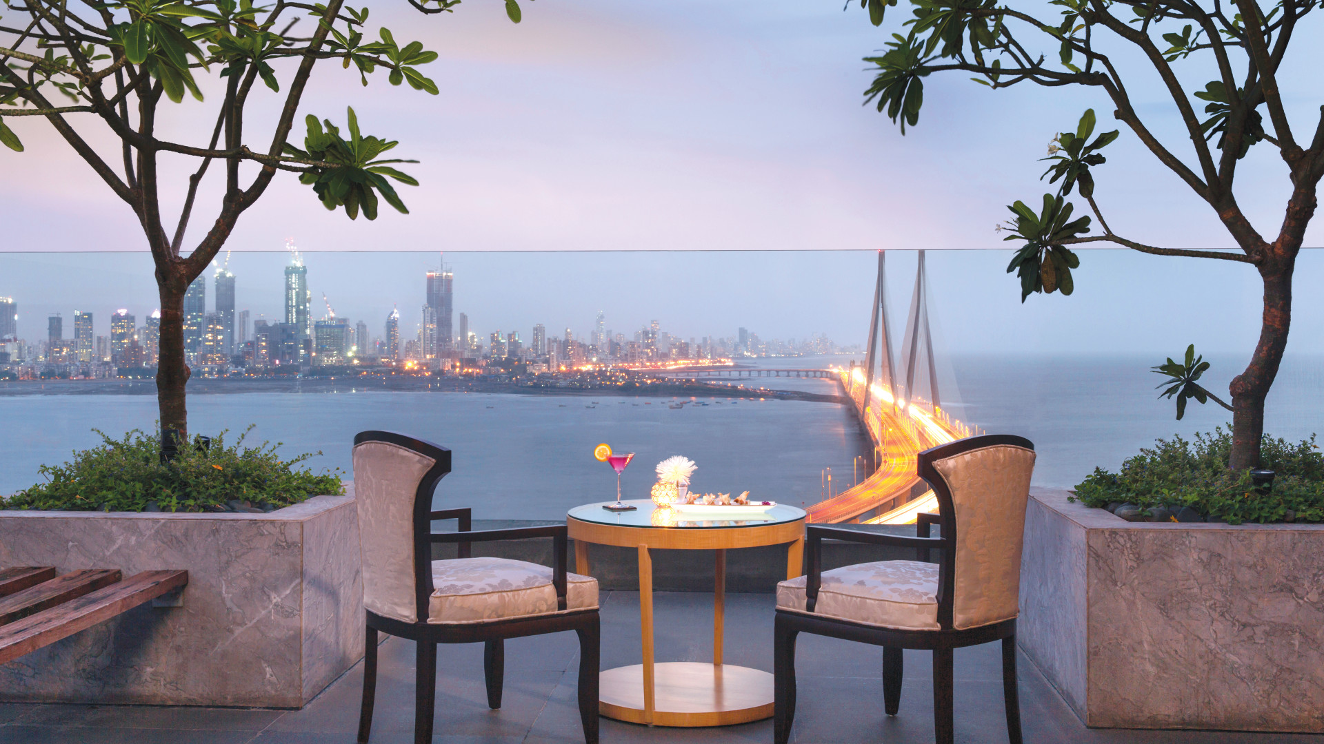 The Chambers at Taj Lands End, Mumbai, overlooking the city's famous Bandra-Worli Sealink