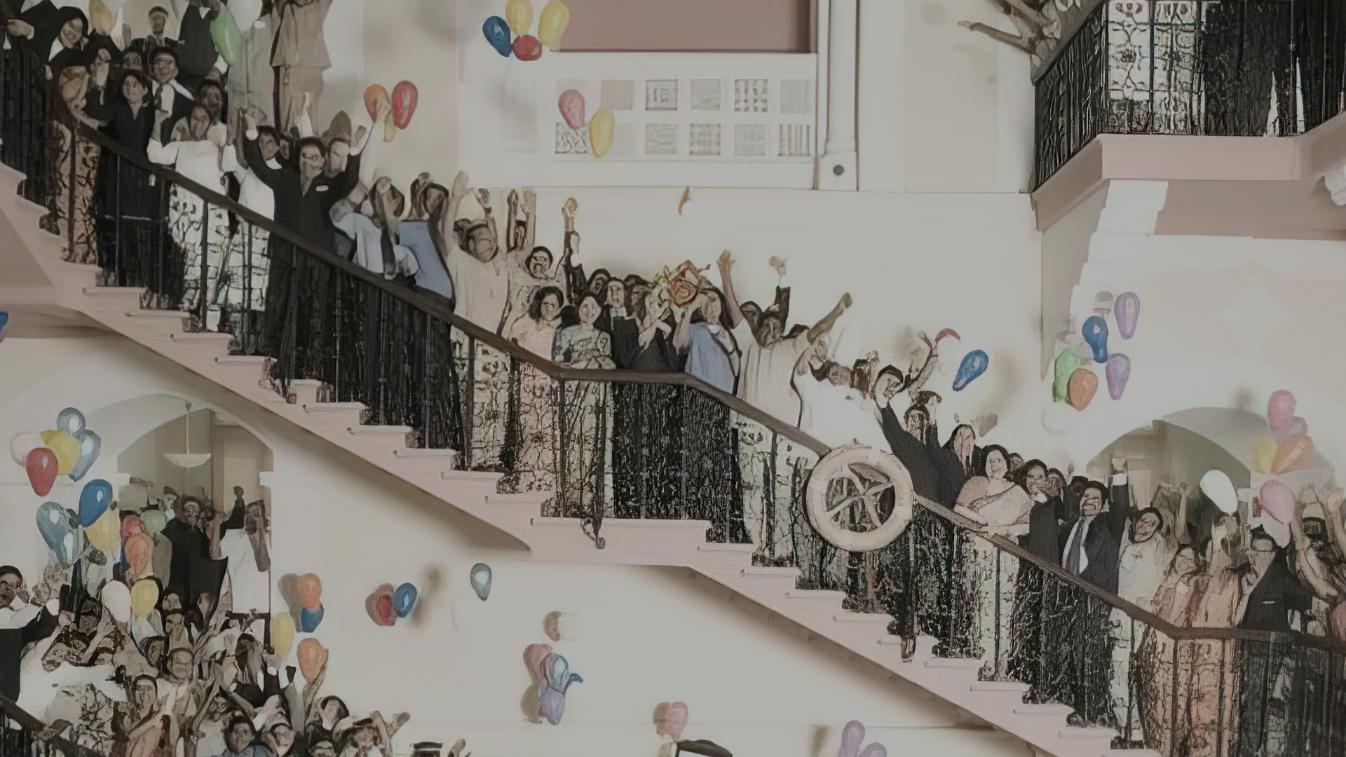 Employees celebrating the centenary of the Taj