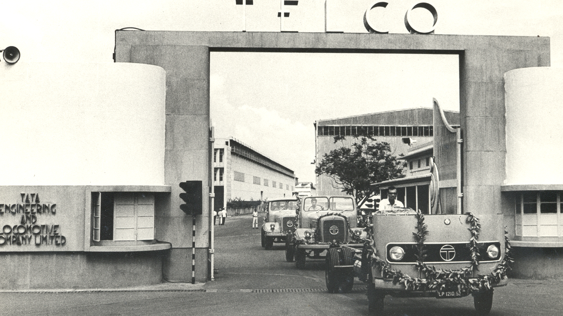 Trucks with T leaving TELCO factory in Jamshedpur